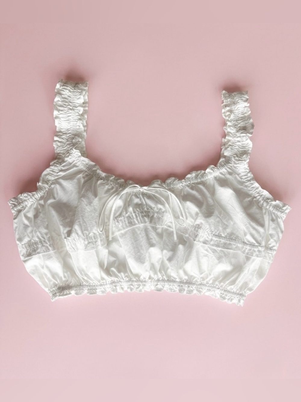 Zara White Ruched Crop Top Size L Romantic Coquette Cottagecore Peasant